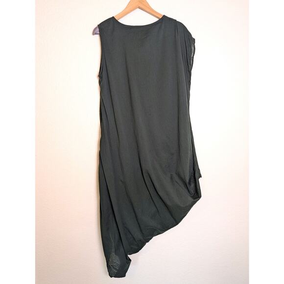 NWT Khara Kapas Pure Cotton Muslin Green Asymmetrical Hem Drape Dress Women Sz M - Picture 2 of 14